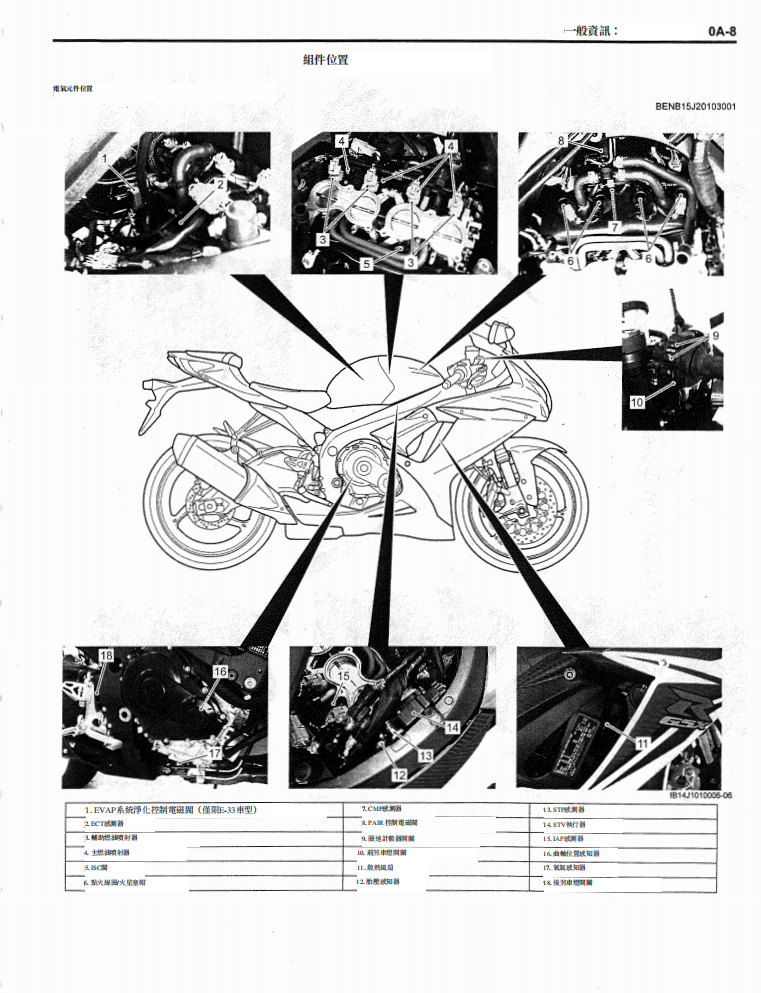 适用于 2012-2015 GSX-R750 铃木中 R 维修手册参考资料（含英文原文与繁体译文，含扭矩、电路、故障码）