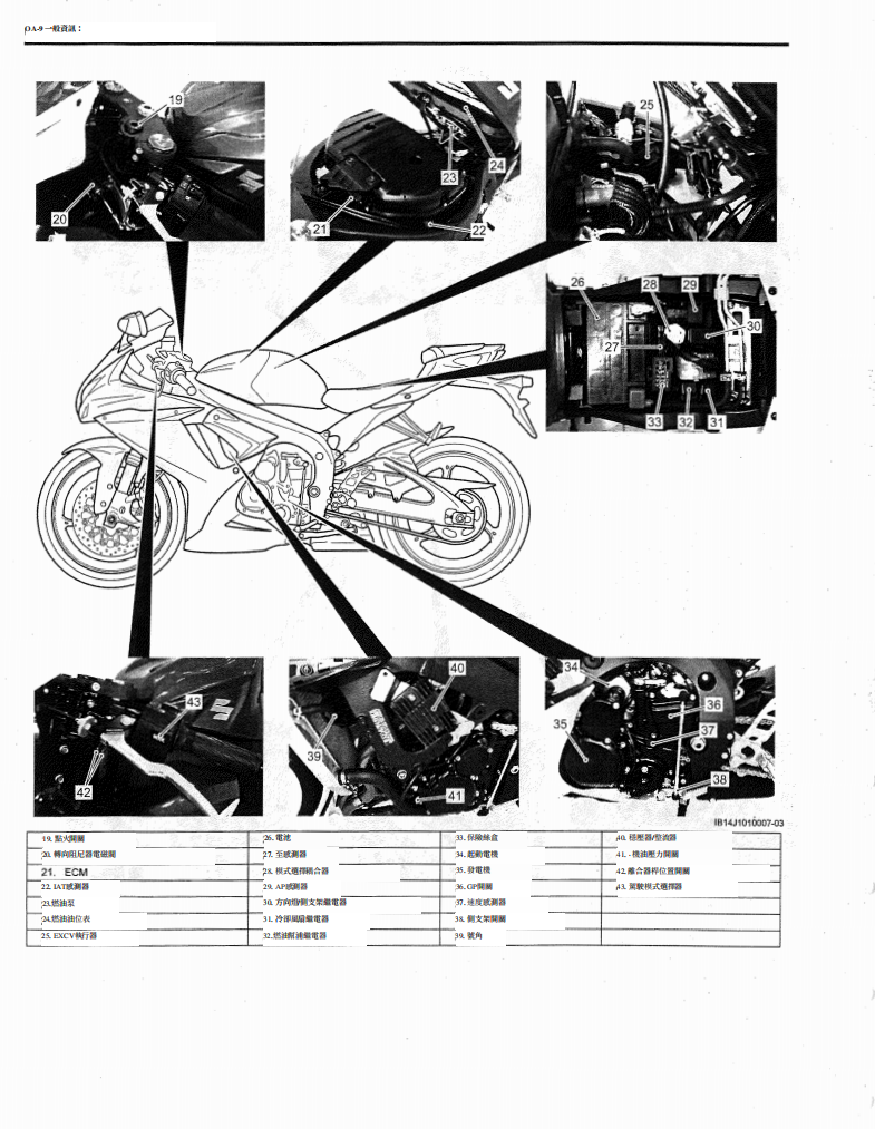 适用于 2012-2015 GSX-R750 铃木中 R 维修手册参考资料（含英文原文与繁体译文，含扭矩、电路、故障码）