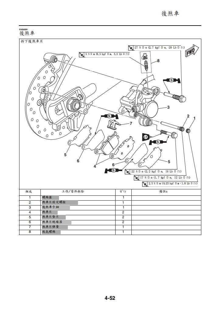 適用於2017年雅馬哈MT10SP維修參考資料（含英文原文與繁體譯文，含扭矩、電路、故障碼）