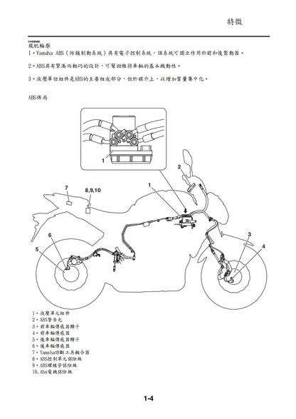 適用於2014年雅馬哈MT07維修參考資料（含英文原文與繁體譯文，含扭矩、電路、故障碼）