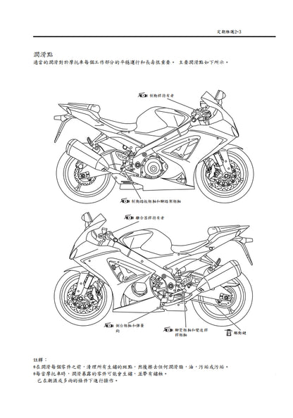 適用於2007-2008 GSX-R1000 K7維修參考資料（含英文原文與繁體譯文，含扭矩、電路、故障碼）