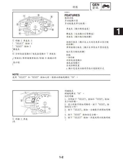 適用於2004-2006年雅馬哈R1維修參考資料（含英文原文與繁體譯文，含扭矩、電路、故障碼）