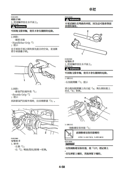 適用於2012-2014雅馬哈R1維修參考資料（含英文原文與繁體譯文，含扭矩、電路、故障碼）