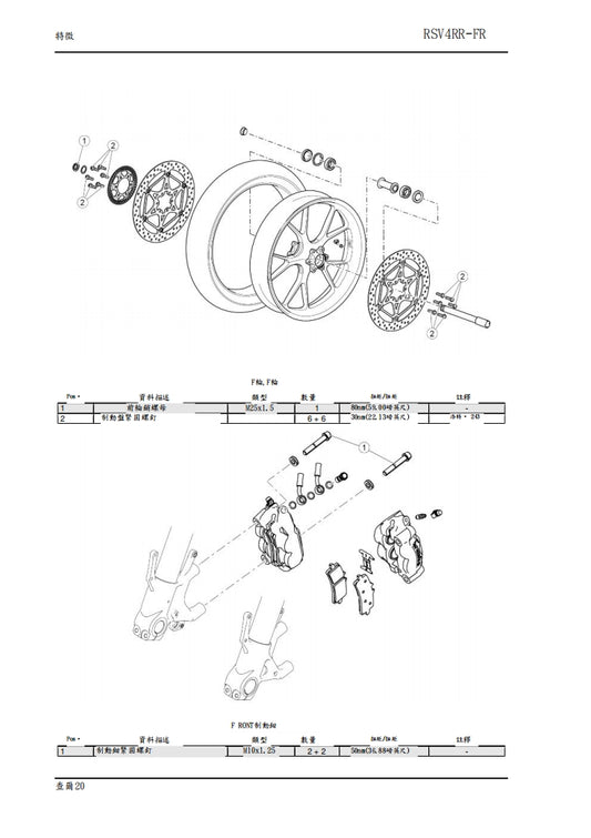 2017 Aprilia RSV4 RR RF維修參考資料（含英文原文與繁體譯文，含扭矩、電路、故障碼）