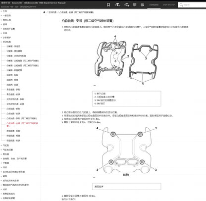 適用於2020 Triumph 凯旋 T100 Bonneville 维修資料service manual 简体中文全车线路图故障代码分析扭矩维修DIY工具
