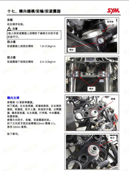 適用於三陽MAXSYM TL508  TL50W1維修參考資料