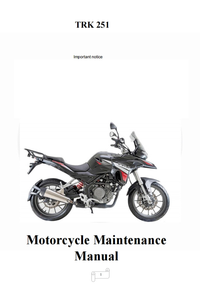 benelli TRK251 BJ250-18  service manual 贝纳利TRK251 维修手册简体中文和英文全车线路图故障代码分析扭矩维修DIY工具