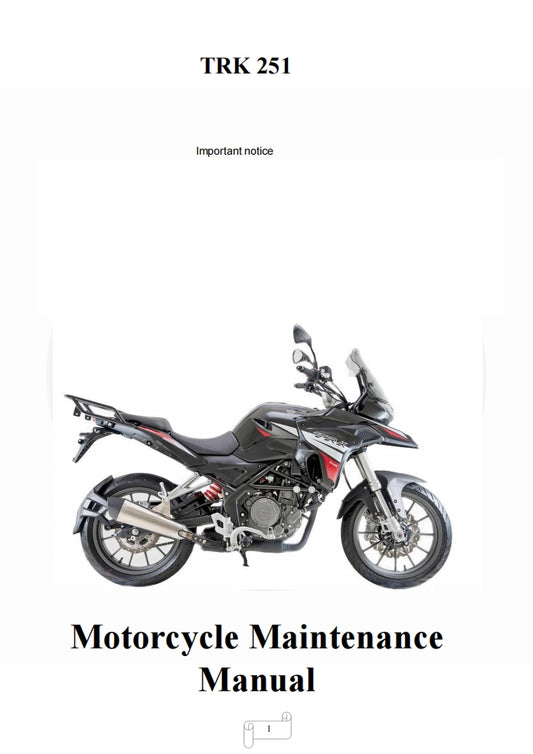 benelli TRK251 BJ250-18  service manual 贝纳利TRK251 维修手册简体中文和英文全车线路图故障代码分析扭矩维修DIY工具
