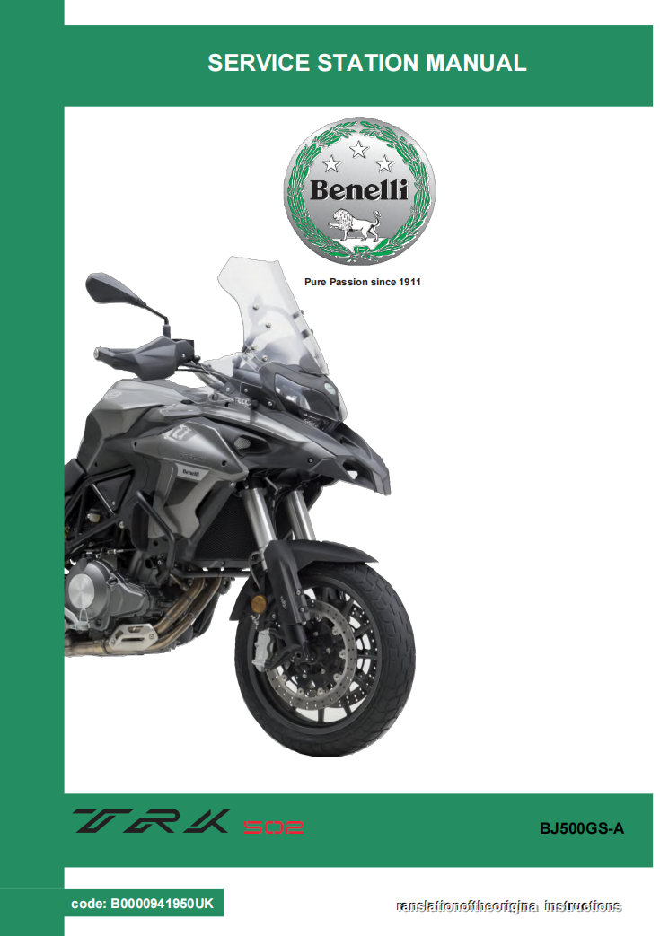 Benelli BJ500GS-A TKR502 service manual repair manual workshop manual wiring diagram PDF download