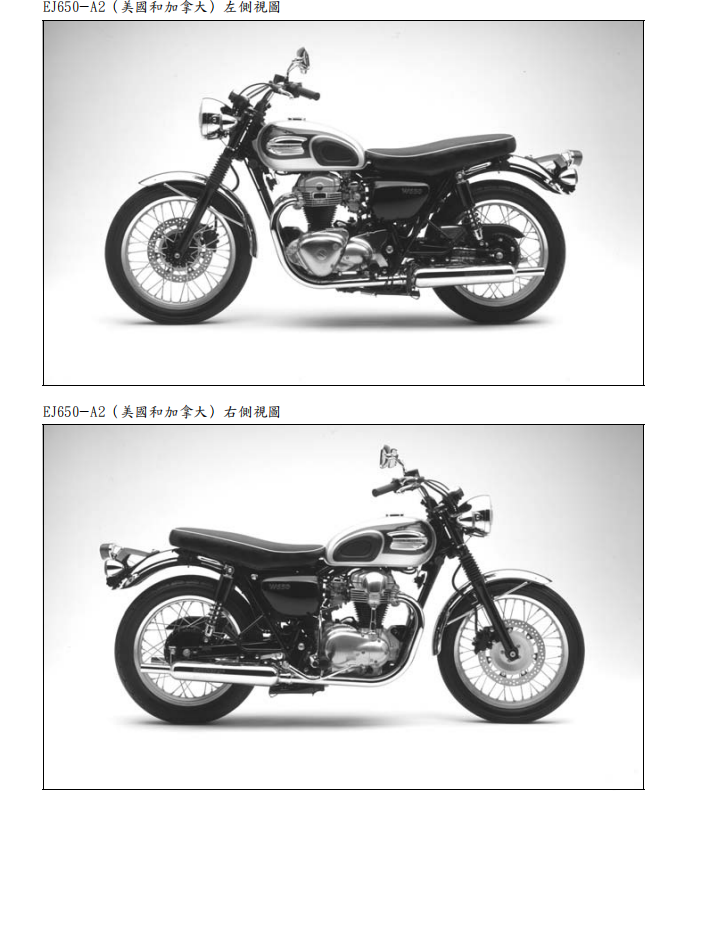 1999-2006 川崎 W650維修手冊 PDF（英文＋繁體）｜全車拆解圖｜扭力規格｜原廠維修資料與 DIY 保養指南