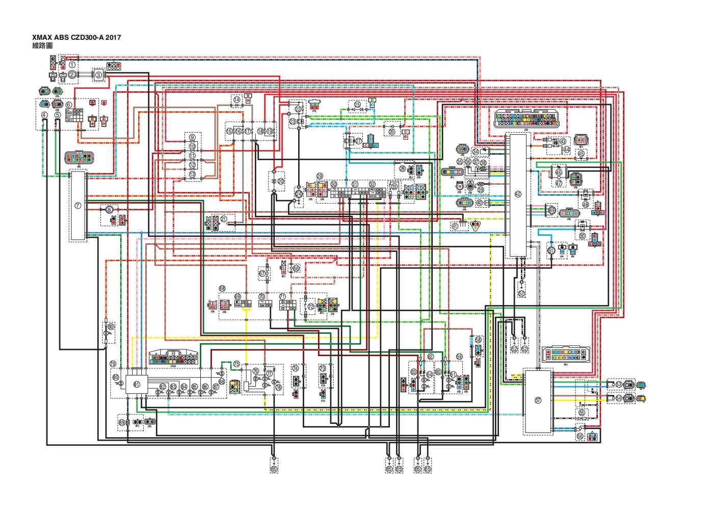 適用於2017 雅馬哈 Xmax300維修參考資料（含英文原文與繁體譯文，含扭矩、電路、故障碼）