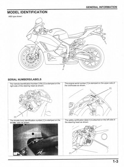 Honda 2013-2015 F5 CBR600RR Service Manual Vehicle parts disassembly diagram fault code query vehicle torque data and circuit diagram