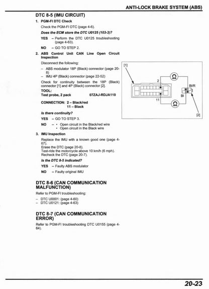 2020 Honda CRF1100 Service Manual Vehicle parts disassembly diagram fault code query vehicle torque data and circuit diagram