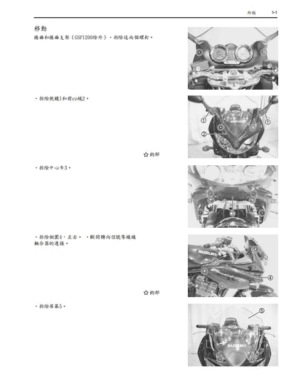 適用於2000鈴木GSF1200維修參考資料（含英文原文與繁體譯文，含扭矩、電路、故障碼）