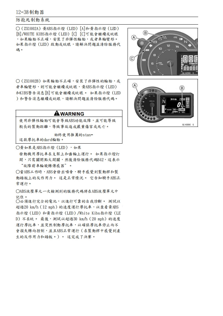 適用於2018川崎H2SX維修參考資料（含英文原文與繁體譯文，含扭矩、電路、故障碼）