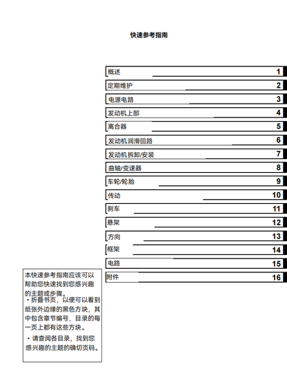 川崎2010 KLX110维修手册｜法语+简体中文｜全车拆解图・故障码解析・扭矩数据・DIY工具指南
