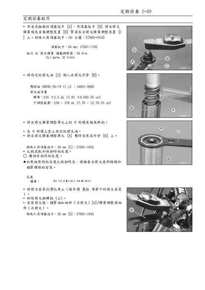 2013川崎KX250F維修參考資料（含英文原文與繁體譯文，含扭矩、電路、故障碼）