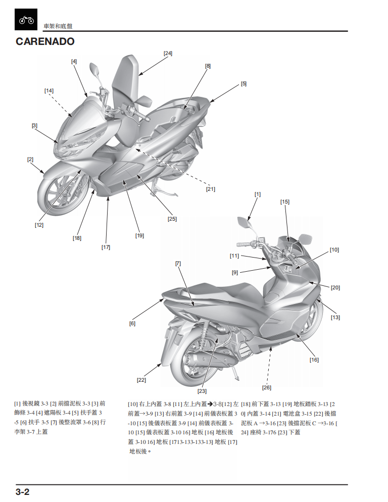 HONDA 2019 PCX150維修手冊 PDF（西班牙語＋繁體）｜全車拆解圖｜扭力規格｜原廠維修資料與 DIY 保養指南