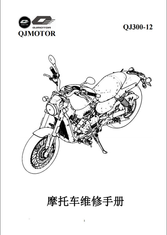 適用於2021 钱江 闪300 QJMOTO QJ300-12维修資料简体中文全车线路图零件扭矩表摩托车DIY维修工具