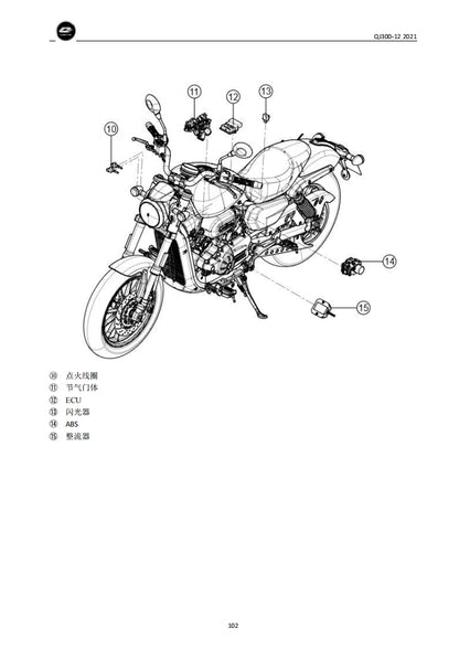 適用於2021 钱江 闪300 QJMOTO QJ300-12维修資料简体中文全车线路图零件扭矩表摩托车DIY维修工具