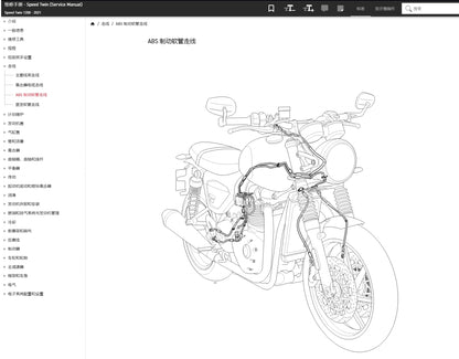 適用於Triumph 凯旋 2021 Speed Twin 1200 维修資料service manual 简体中文全车线路图故障代码分析扭矩维修DIY工具