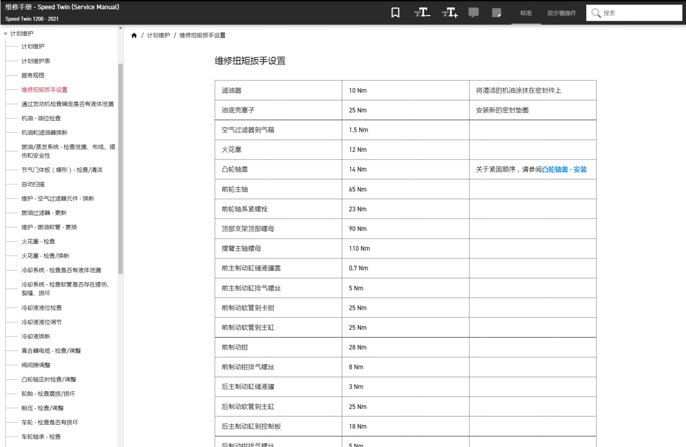 適用於Triumph 凯旋 2021 Speed Twin 1200 维修資料service manual 简体中文全车线路图故障代码分析扭矩维修DIY工具