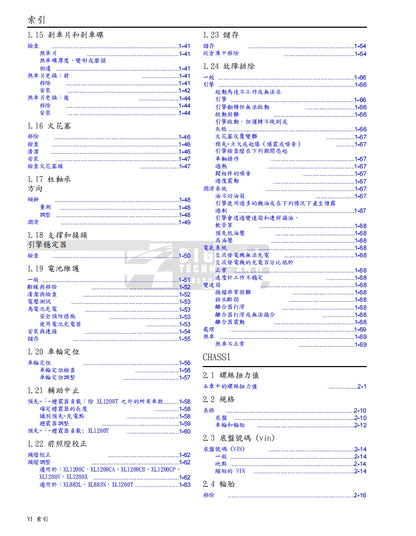 適用於2016哈雷sportster運動者維修參考資料（含英文原文與繁體譯文，含扭矩、電路、故障碼）