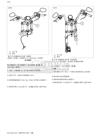 適用於2016哈雷sportster運動者維修參考資料（含英文原文與繁體譯文，含扭矩、電路、故障碼）