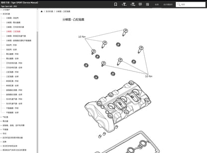 適用於Triumph 2022 Tiger Sport 660 service manual 维修資料简体中文全车线路图故障代码分析扭矩维修DIY工具