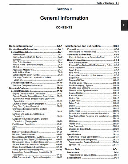 適用於Suzuki 2022 GSX1300R Service Manual Vehicle parts disassembly diagram fault code query vehicle torque data and circuit diagram