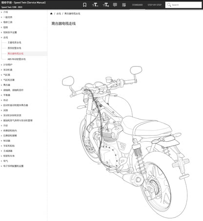 適用於Triumph 凯旋 2020-2023 Speed Twin 1200 维修資料简体中文全车线路图故障代码分析扭矩维修DIY工具