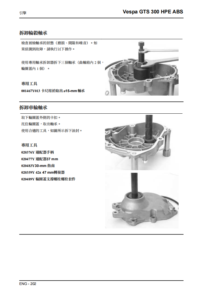 2020 VESPA GTS300 維修手冊 PDF（英文＋繁體）｜全車拆解圖｜扭力規格｜原廠維修資料與 DIY 保養指南