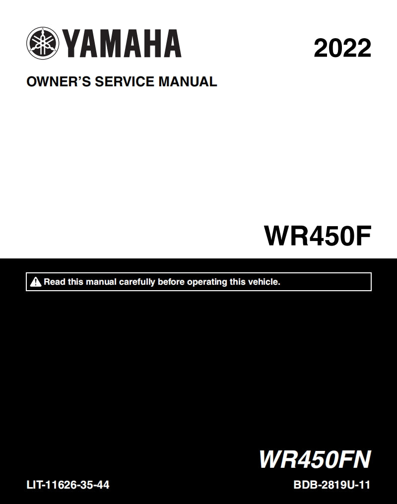 適用於2022 Yamaha WR450F service manual Vehicle parts disassembly diagram fault code query vehicle torque data and circuit diagram