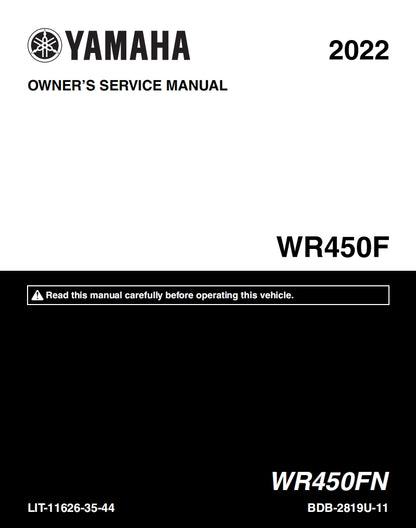 適用於2022 Yamaha WR450F service manual Vehicle parts disassembly diagram fault code query vehicle torque data and circuit diagram