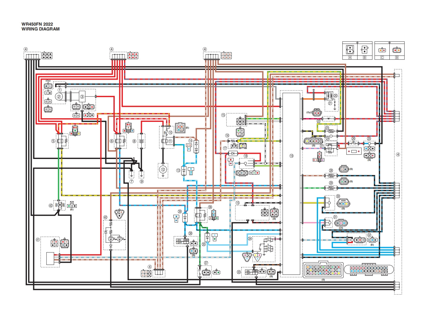 適用於2022 Yamaha WR450F service manual Vehicle parts disassembly diagram fault code query vehicle torque data and circuit diagram