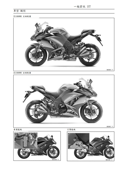 2017-2018川崎ninja1000 z1000sx維修參考資料（含英文原文與繁體譯文，含扭矩、電路、故障碼）