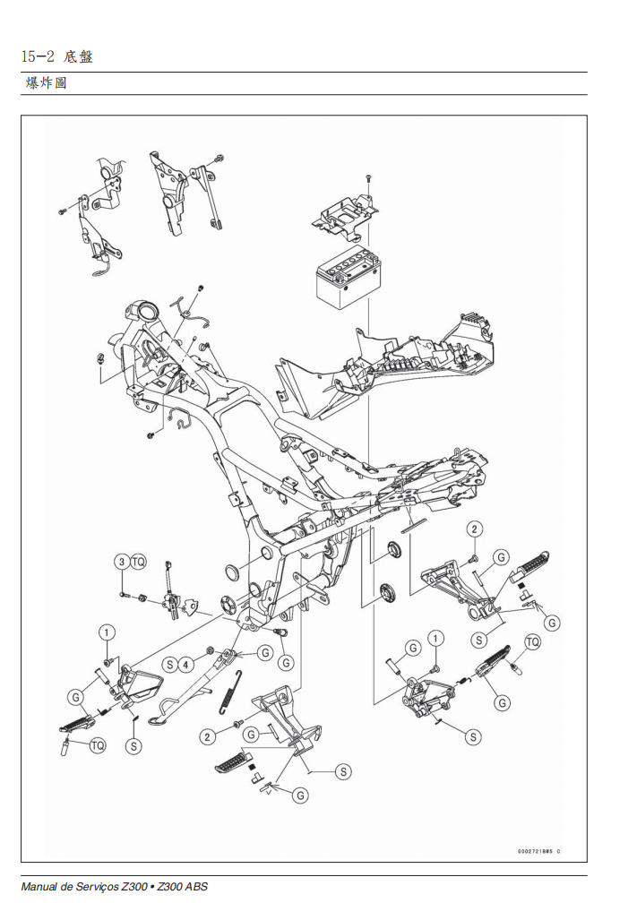 2015 川崎 Z300 維修手冊 PDF（葡萄牙語＋繁體）｜全車拆解圖｜扭力規格｜原廠維修資料與 DIY 保養指南