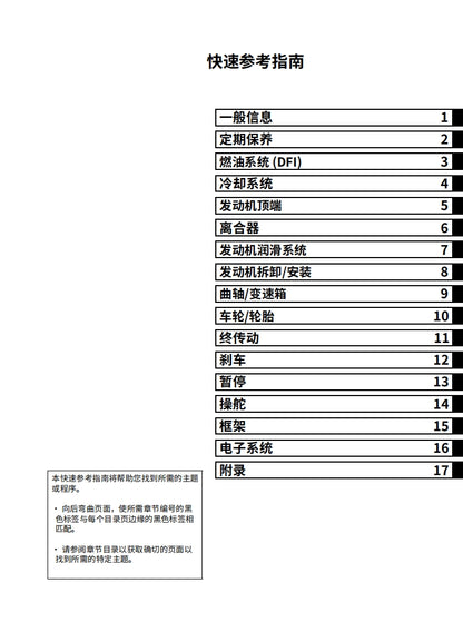 適用於2019 川崎z400維修參考資料（含英文原文與繁體譯文，含扭矩、電路、故障碼）