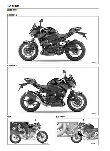 適用於2019 川崎z400維修參考資料（含英文原文與繁體譯文，含扭矩、電路、故障碼）