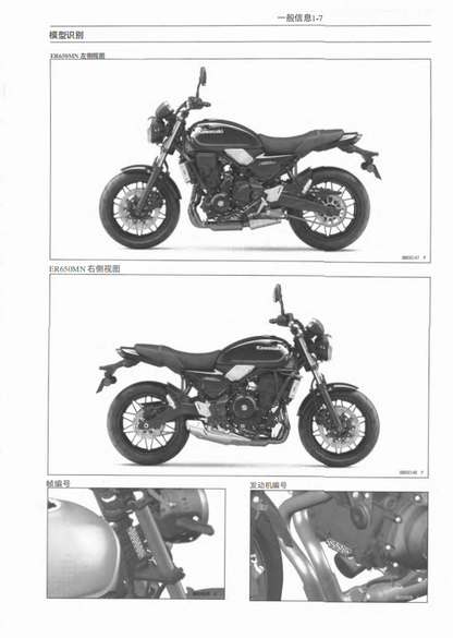 適用於2022-2023 川崎Z650RS維修參考資料