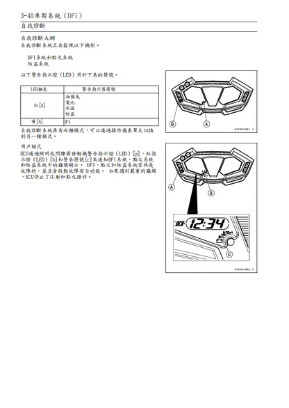 適用於2013年川崎z800維修參考資料（含英文原文與繁體譯文，含扭矩、電路、故障碼）