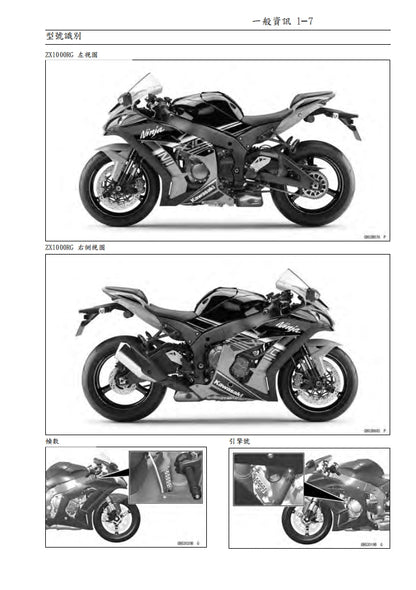 適用於川崎2016-2019年ZX-10R維修參考資料（含英文原文與繁體譯文，含扭矩、電路、故障碼）