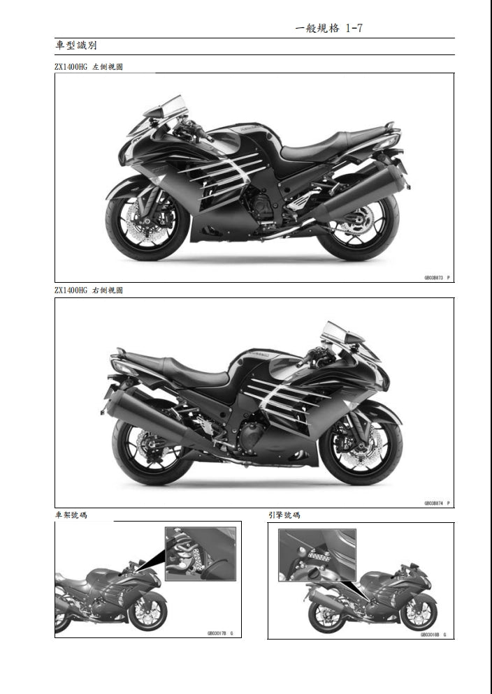 2016年川崎zx-14r維修參考資料（含英文原文與繁體譯文，含扭矩、電路、故障碼）