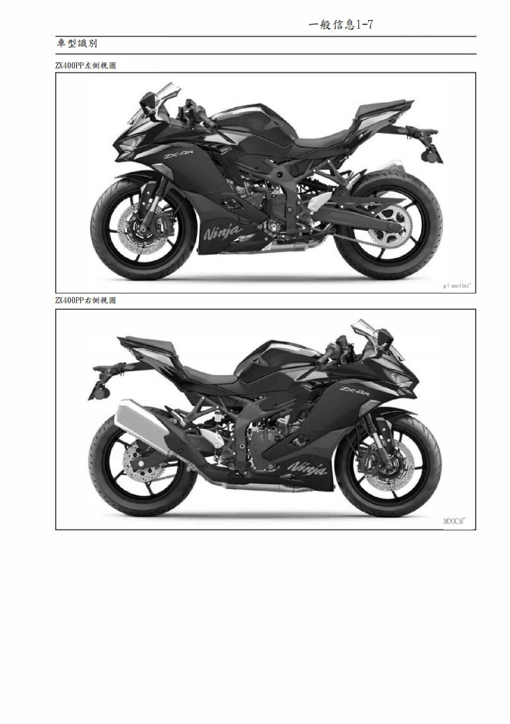 適用於2023川崎ZX-4R維修參考資料（含英文原文與繁體譯文，含扭矩、電路、故障碼）