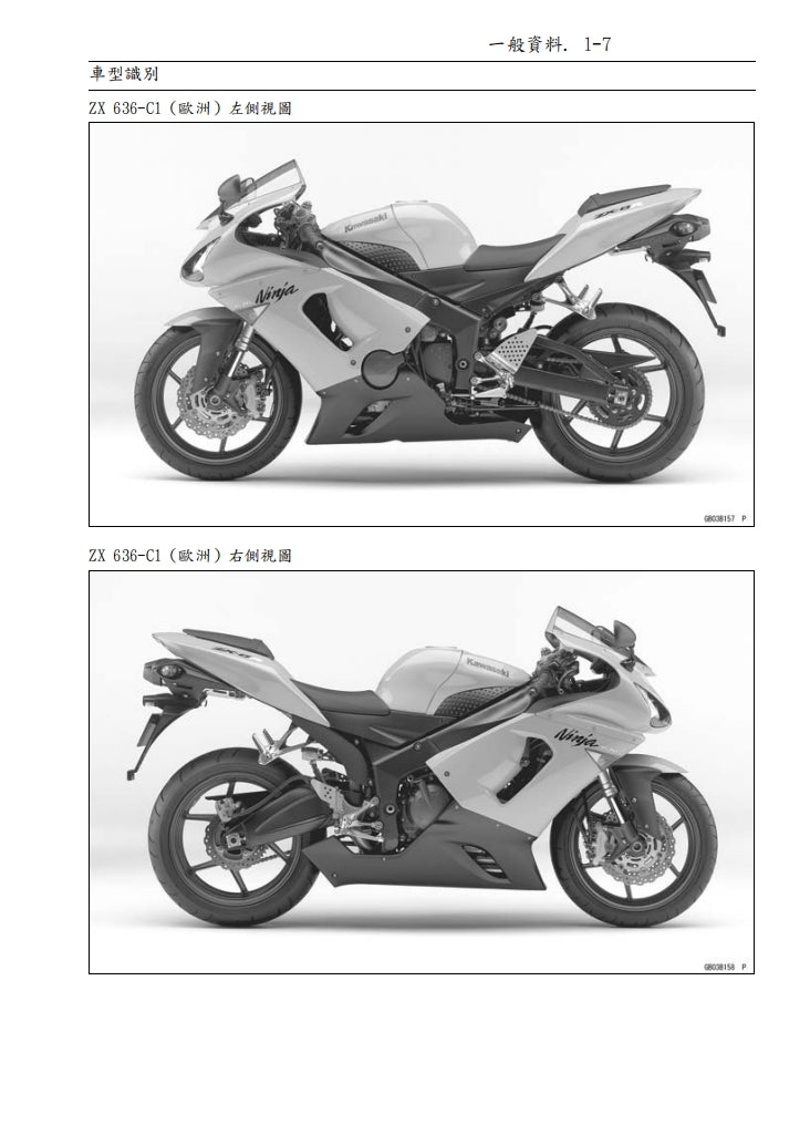 2005川崎ZX-6R維修參考資料（含英文原文與繁體譯文，含扭矩、電路、故障碼）