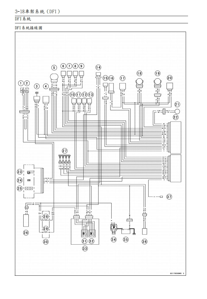 2005川崎ZX-6R維修參考資料（含英文原文與繁體譯文，含扭矩、電路、故障碼）